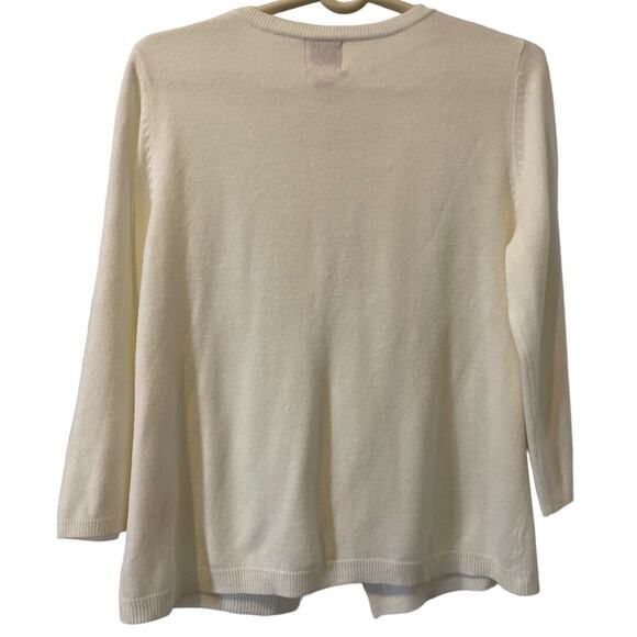 3 for $25-RUBY RED SZ L Cardigan 100% Acrylic Ivory 2 Hook Open Front w/Roses - Picture 10 of 10